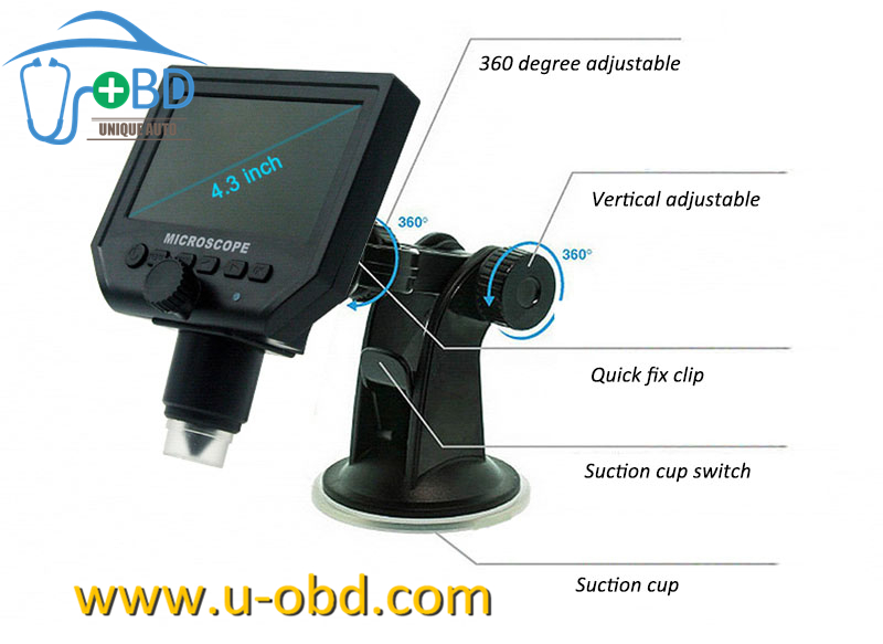 1-600 times magnifition circuit board repair high definition digital microscope with 4.3 inch screen