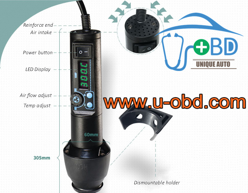 Removeable hot air gun for desoldering components