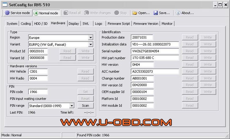 Volkswagen BENTLEY CONTINENTAL RNS510 pin code upgrade tools