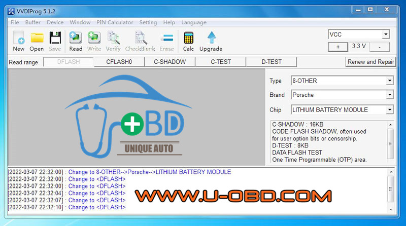 VVDIProg Repair Renew PORSCHE Lithium battery module